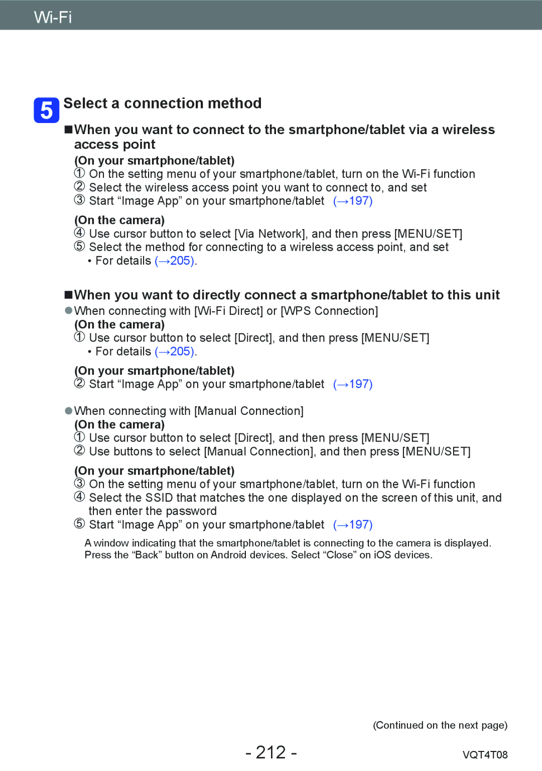 Panasonic DMC-ZS30, DMC-ZS27 owner manual 212, Select a connection method 