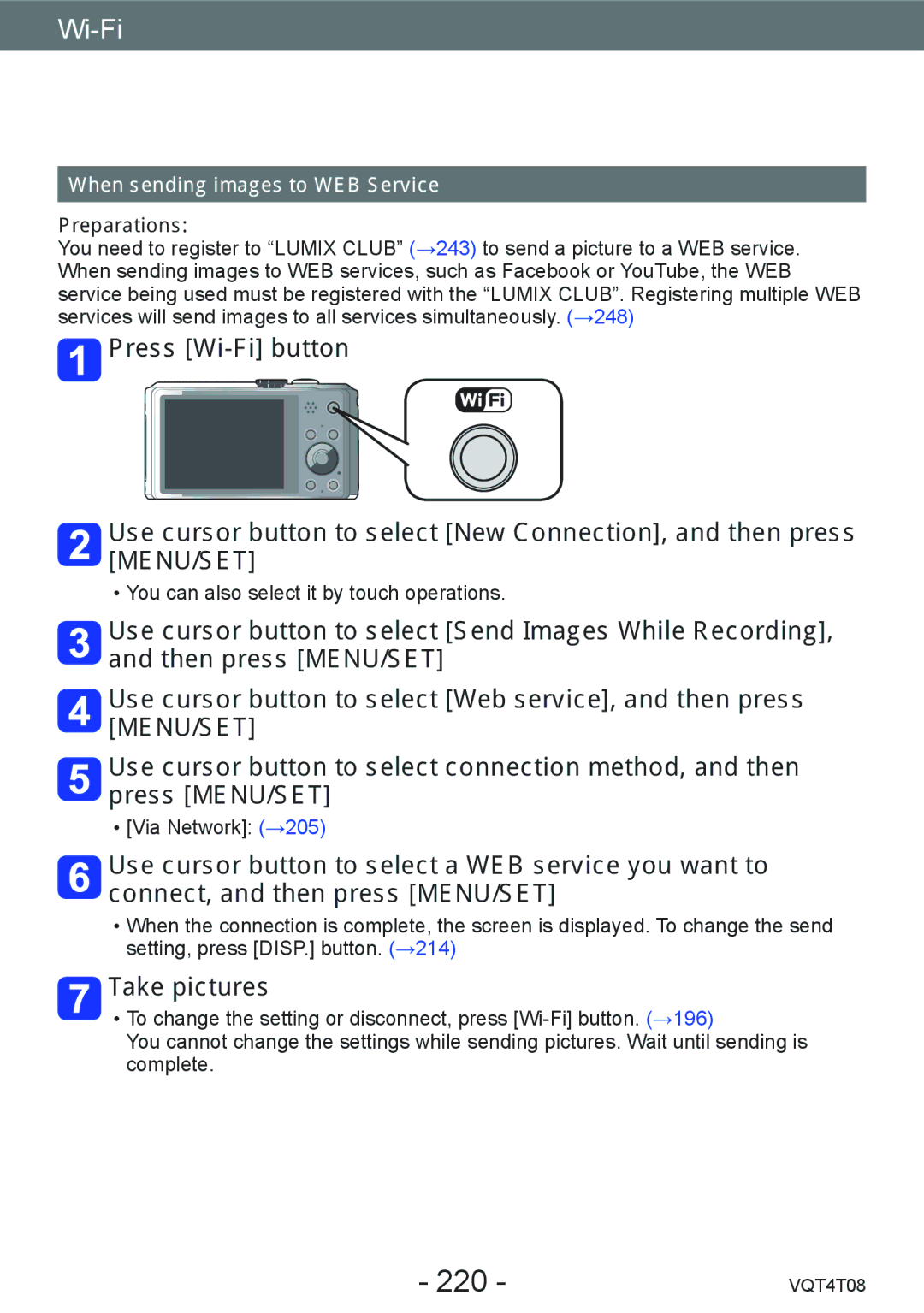 Panasonic DMC-ZS30, DMC-ZS27 owner manual 220, When sending images to WEB Service 