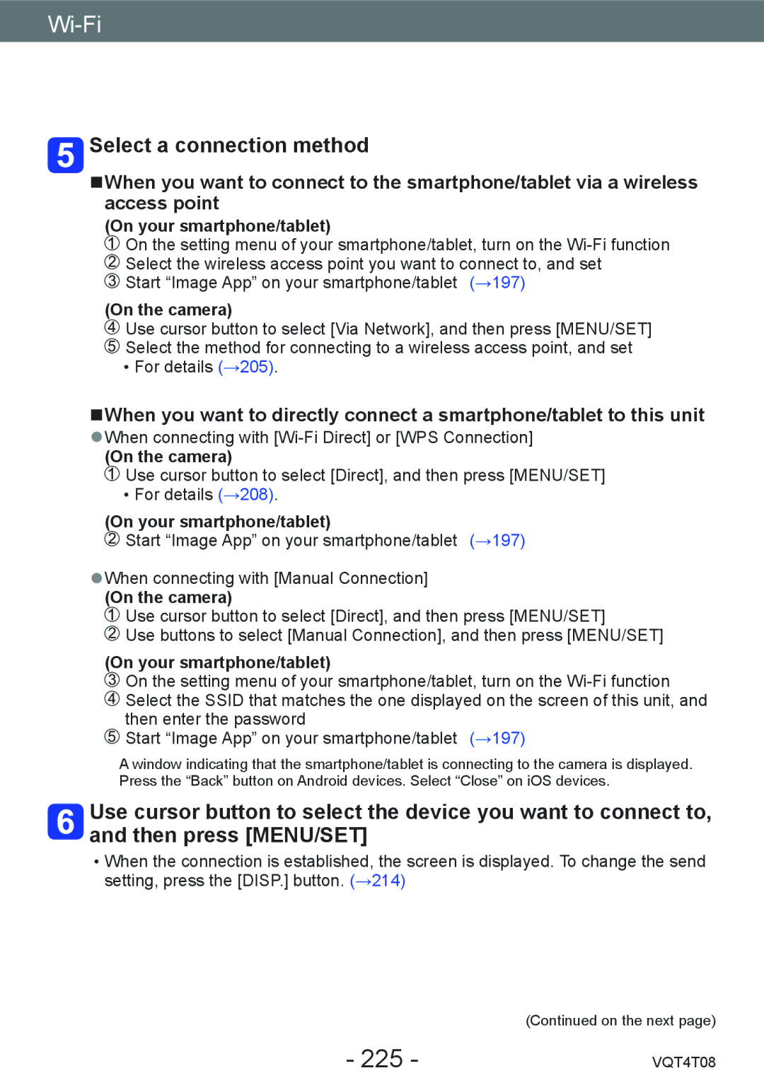 Panasonic DMC-ZS27, DMC-ZS30 owner manual 225, Select a connection method 