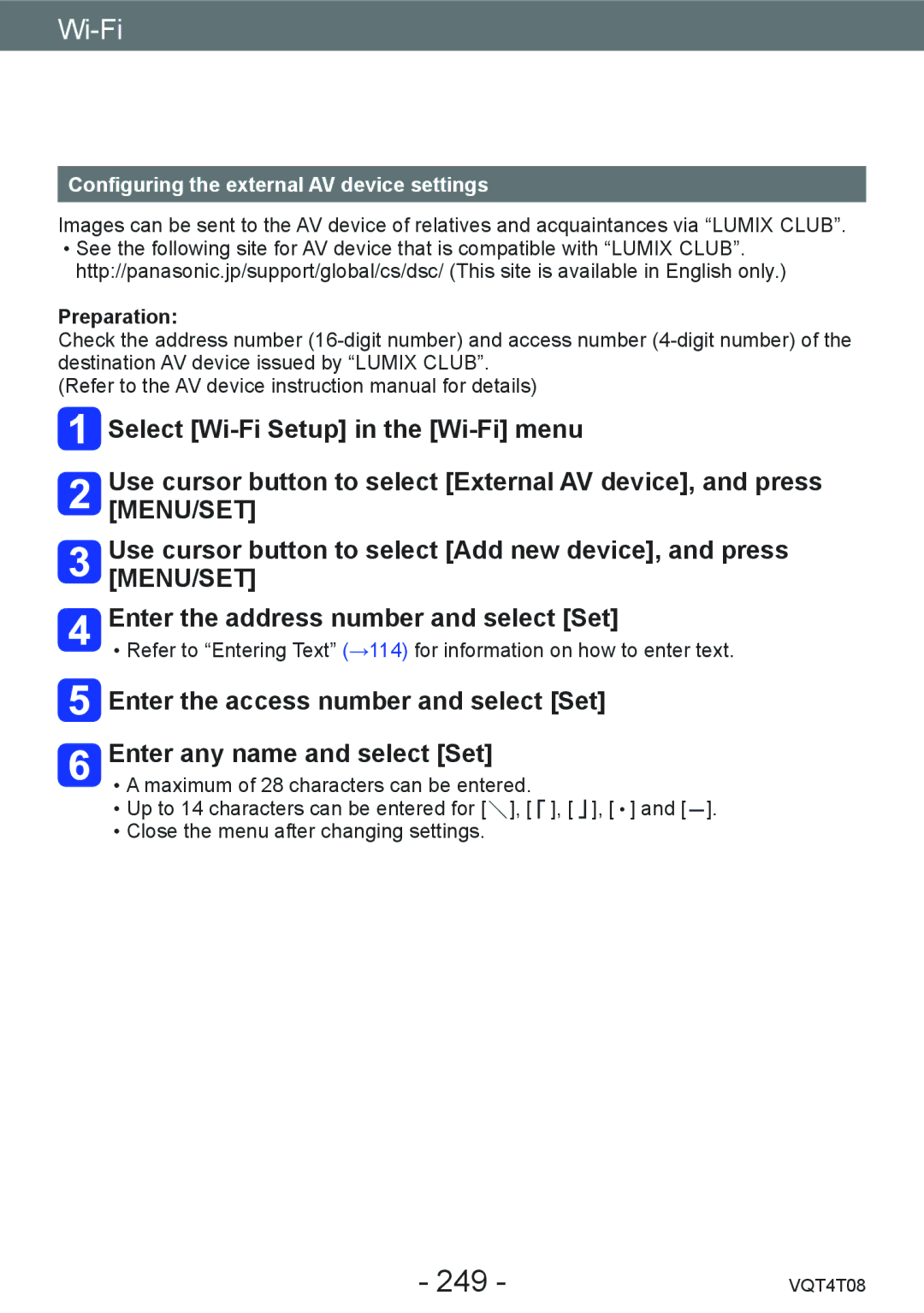 Panasonic DMC-ZS27, DMC-ZS30 owner manual 249, Configuring the external AV device settings 