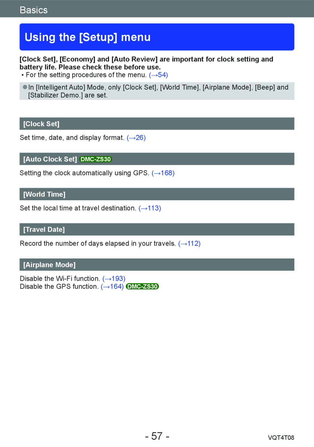 Panasonic DMC-ZS27, DMC-ZS30 owner manual Using the Setup menu 