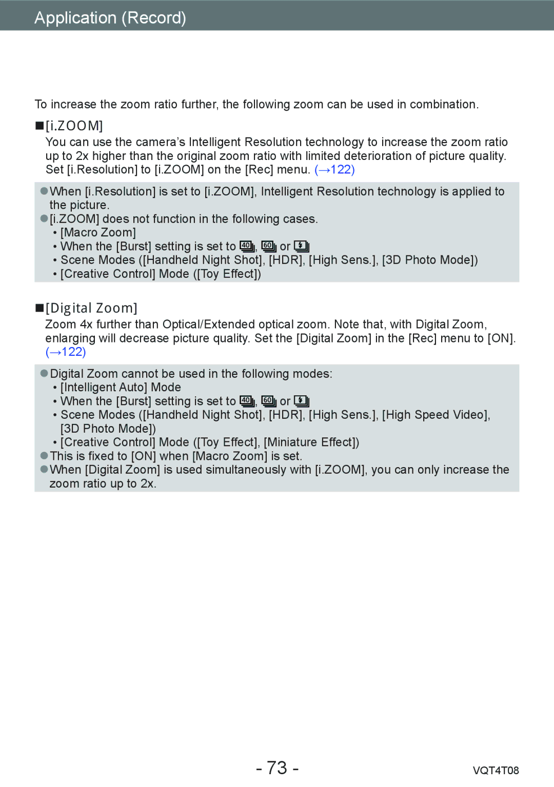 Panasonic DMC-ZS27, DMC-ZS30 owner manual Digital Zoom 