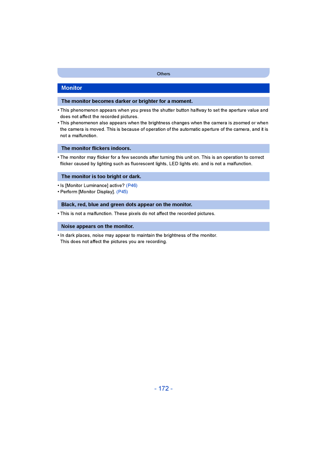 Panasonic DMC-ZS35 owner manual 172, Monitor 