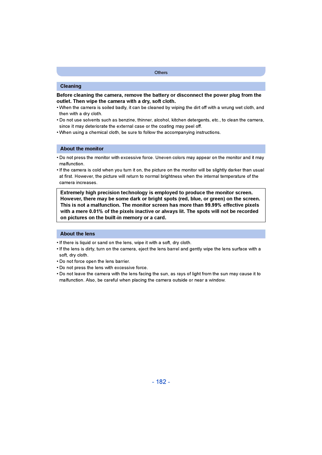 Panasonic DMC-ZS35 owner manual 182, About the lens 