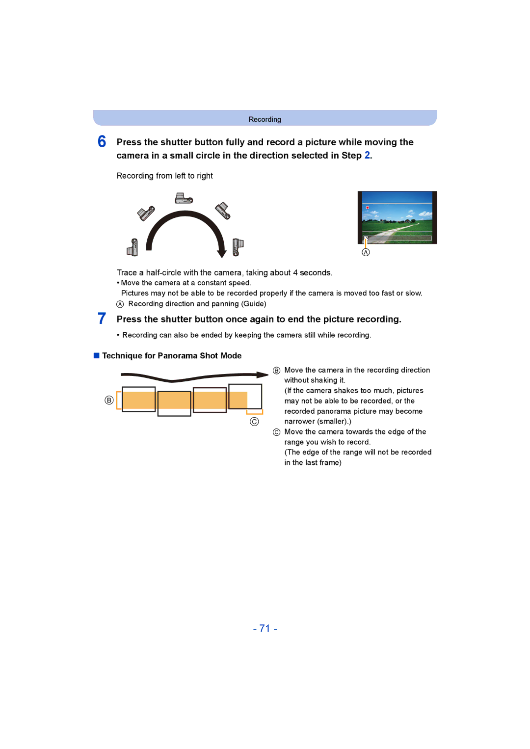 Panasonic DMC-ZS35 owner manual Technique for Panorama Shot Mode 