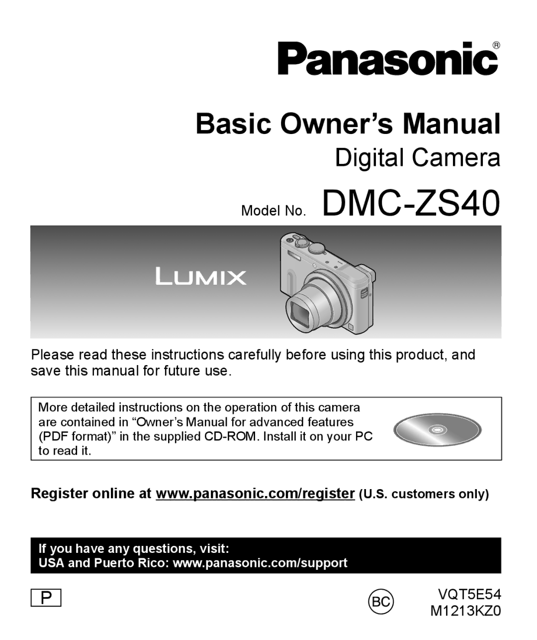 Panasonic DMC-ZS40 owner manual Digital Camera 