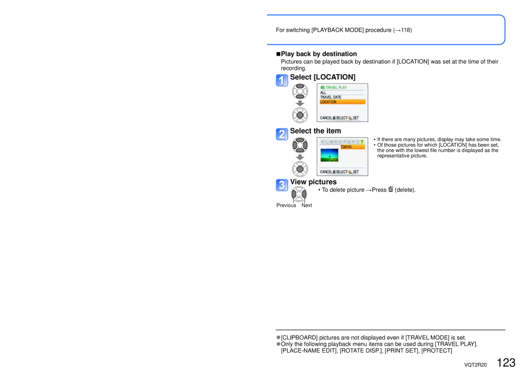 Panasonic DMC-ZS6 operating instructions Select the item View pictures, Play back by destination 