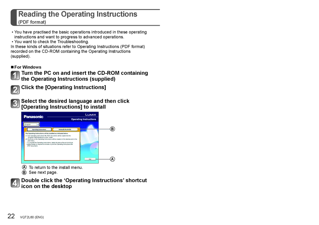 Panasonic DMCZS7A, DMC-ZS7, DMCZS7K, DMCZS7S operating instructions Reading the Operating Instructions, For Windows 