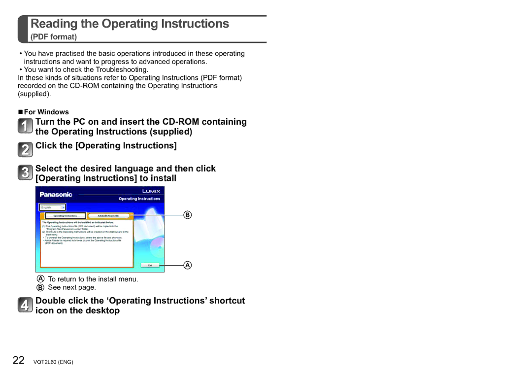 Panasonic DMC-ZS7 operating instructions Reading the Operating Instructions, For Windows 