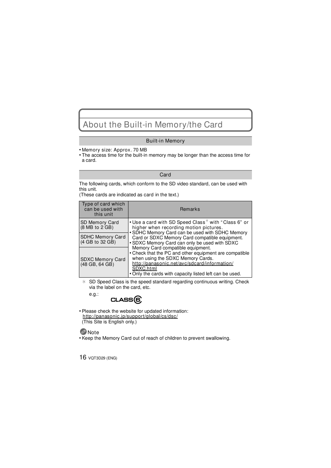 Panasonic DMCFH20K, DMCFH20S, DMCFH20V owner manual About the Built-in Memory/the Card 