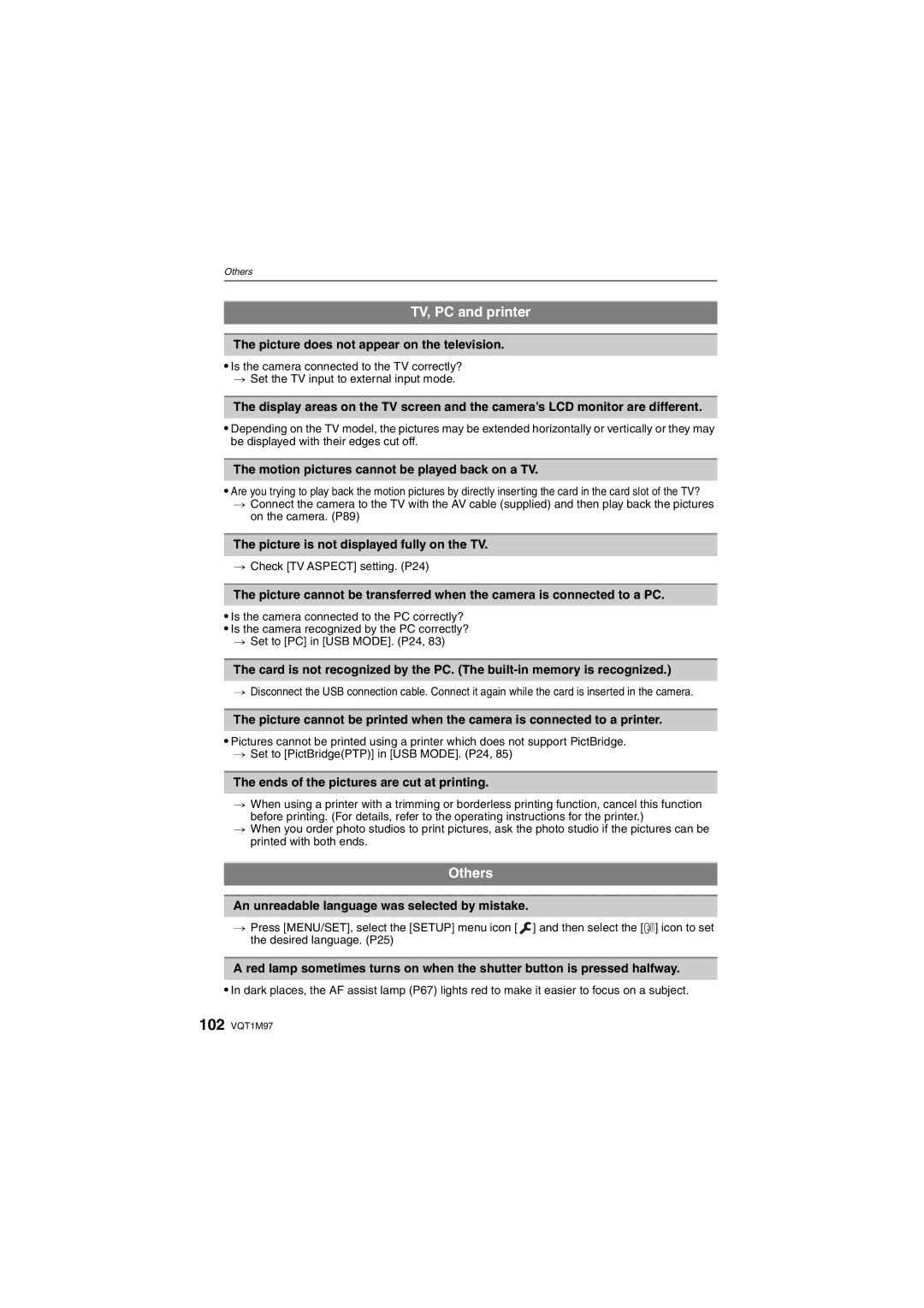 Panasonic DMCFS3A, DMCFS3S, DMCFS3K, DMC-FS3, DMC-FS5 operating instructions TV, PC and printer, Others 