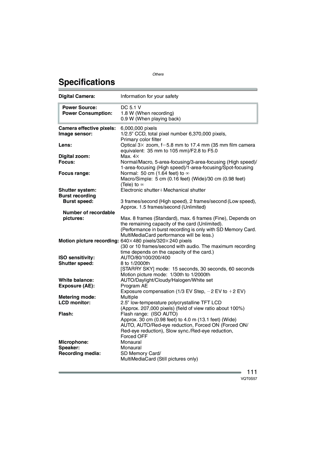 Panasonic DMCFX9K, DMCFX9S, DMC-FX9PP operating instructions 111 