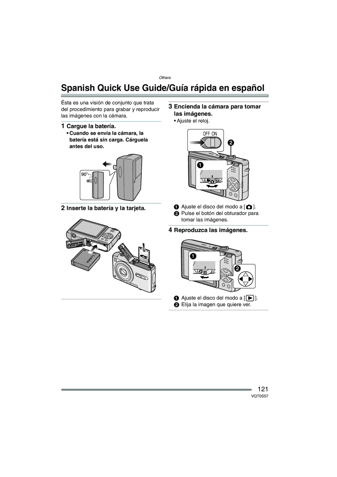 Panasonic DMCFX9S, DMCFX9K, DMC-FX9PP operating instructions Spanish Quick Use Guide/Guía rápida en español, 121 