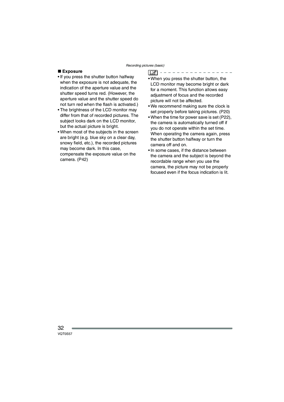 Panasonic DMC-FX9PP, DMCFX9K, DMCFX9S operating instructions Exposure 