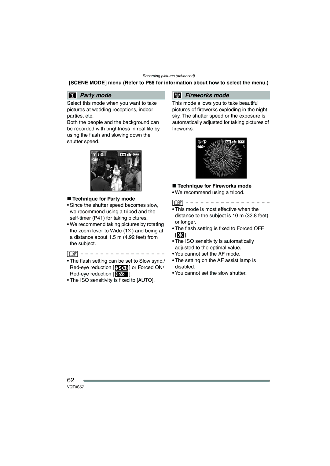 Panasonic DMC-FX9PP, DMCFX9K, DMCFX9S operating instructions Technique for Party mode, Technique for Fireworks mode 