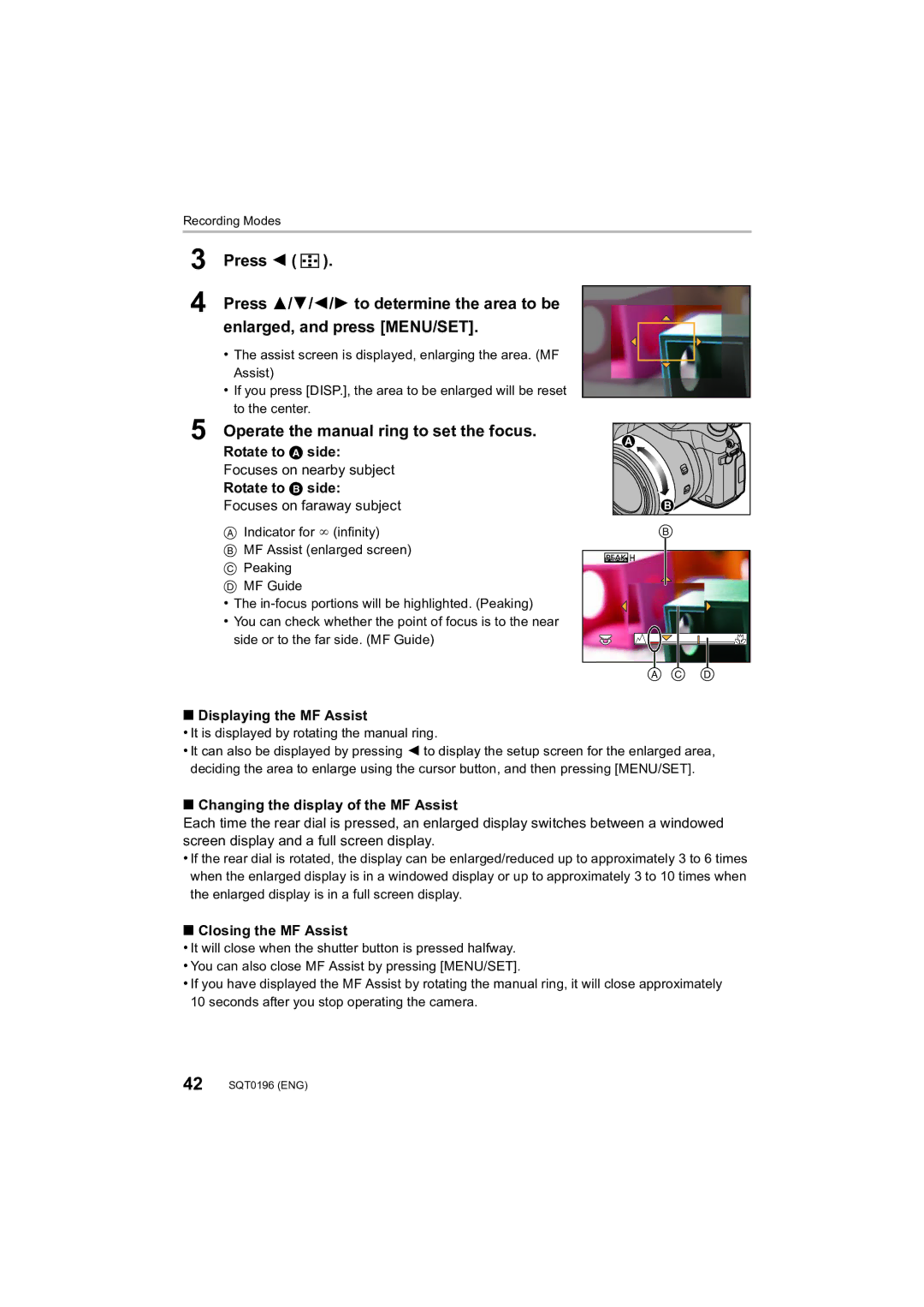 Panasonic DMCFZ1000 owner manual Operate the manual ring to set the focus 