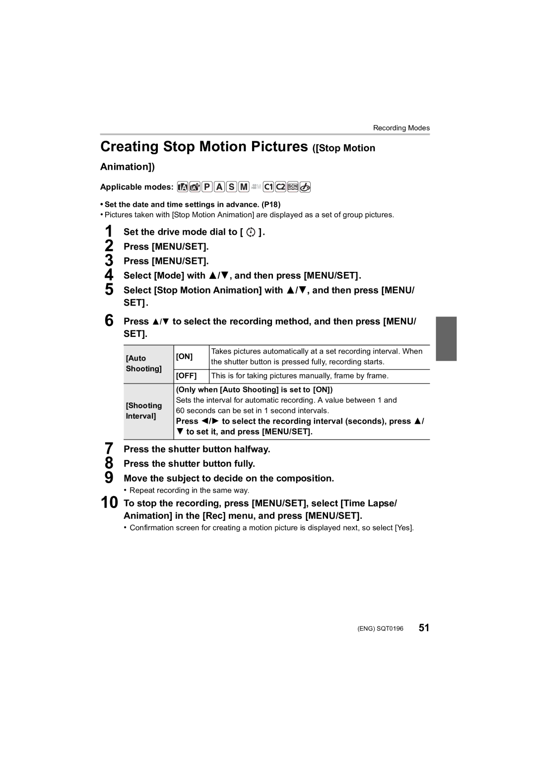 Panasonic DMCFZ1000 owner manual Creating Stop Motion Pictures Stop Motion, Animation, To set it, and press MENU/SET 