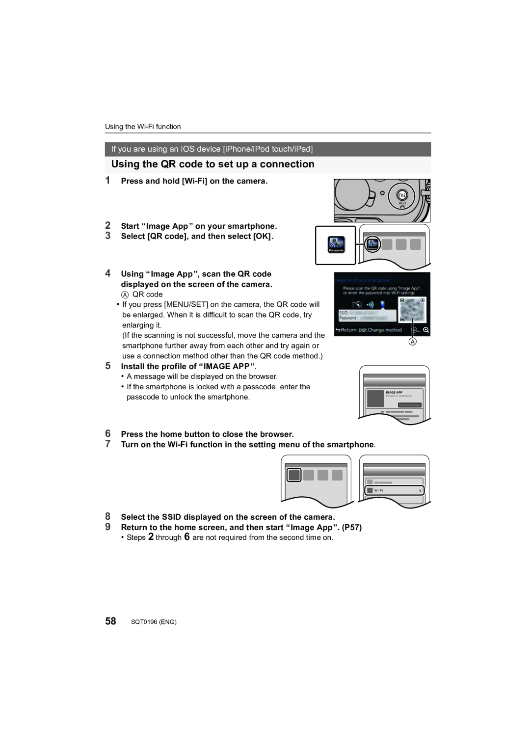 Panasonic DMCFZ1000 owner manual Using the QR code to set up a connection, Install the profile of Image APP 