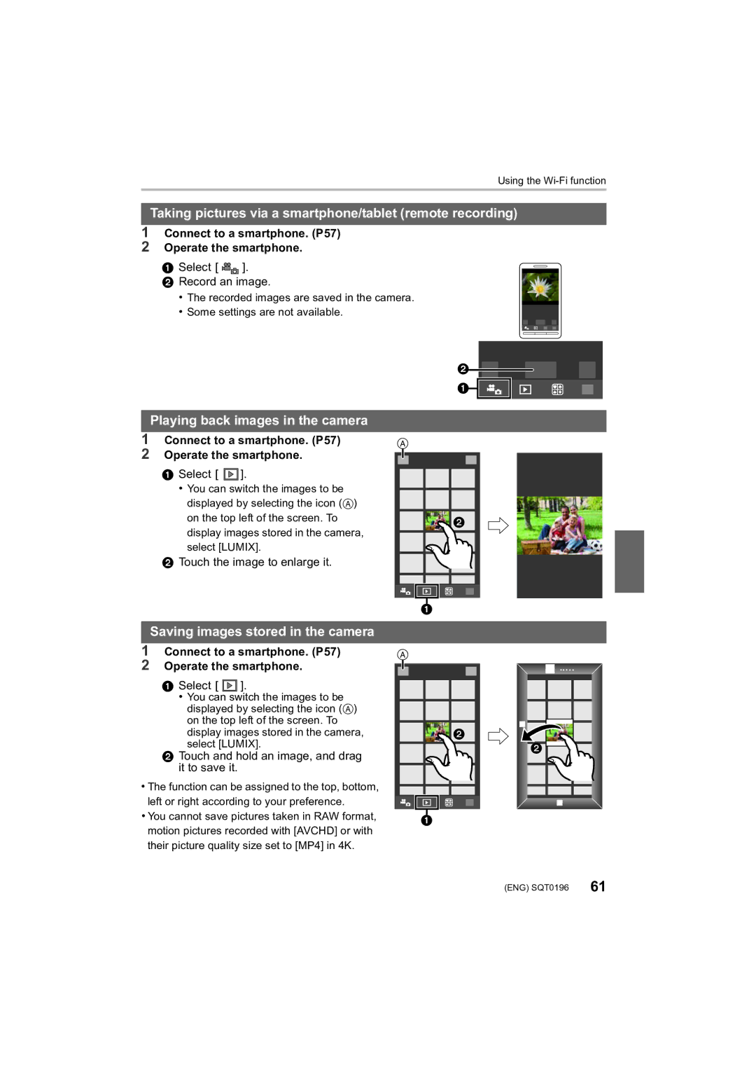 Panasonic DMCFZ1000 Taking pictures via a smartphone/tablet remote recording, Playing back images in the camera 