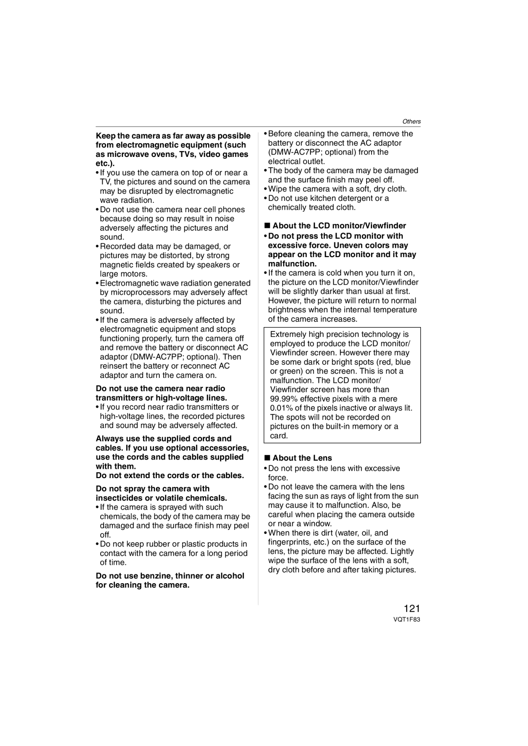 Panasonic DMCFZ18K operating instructions 121, About the Lens 