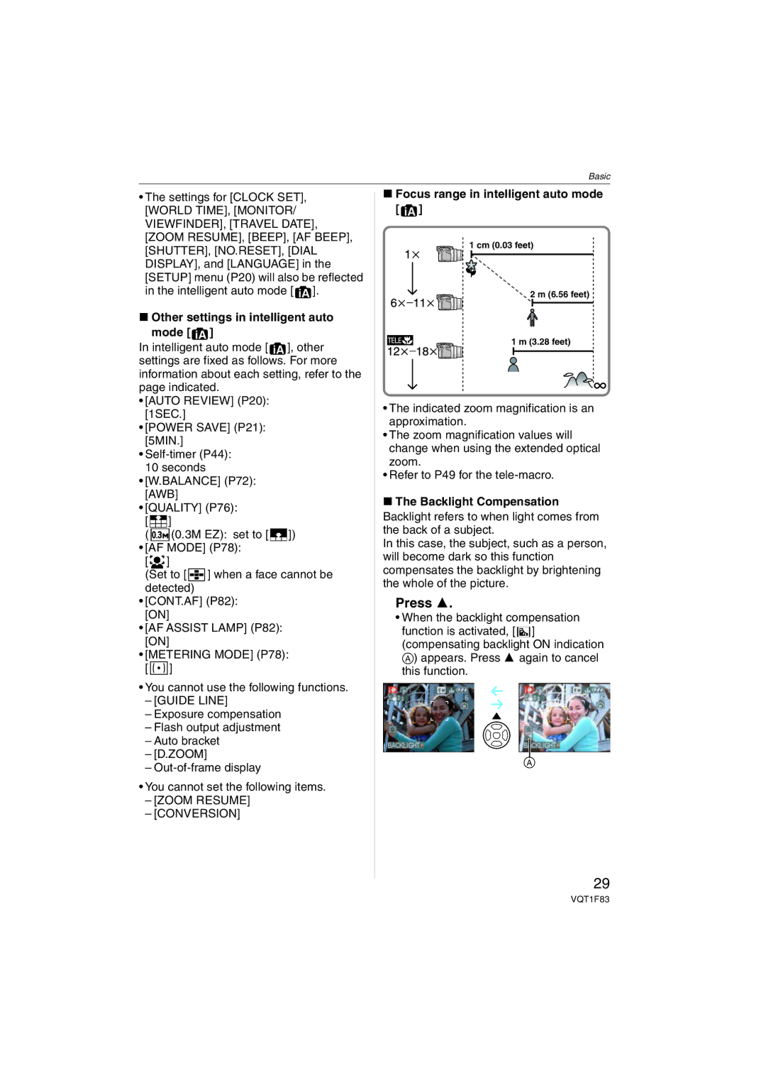 Panasonic DMCFZ18K operating instructions Other settings in intelligent auto mode, Guide Line, Zoom Resume Conversion 