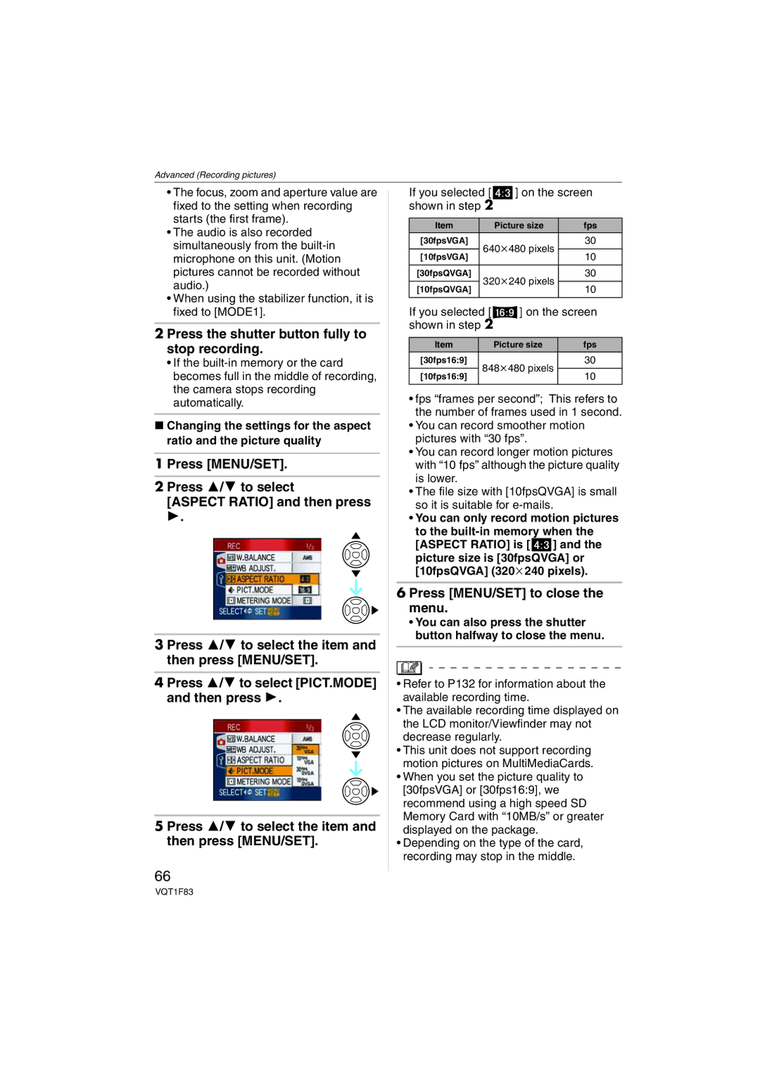 Panasonic DMCFZ18K Press the shutter button fully to stop recording, If you selected on the screen shown in step 