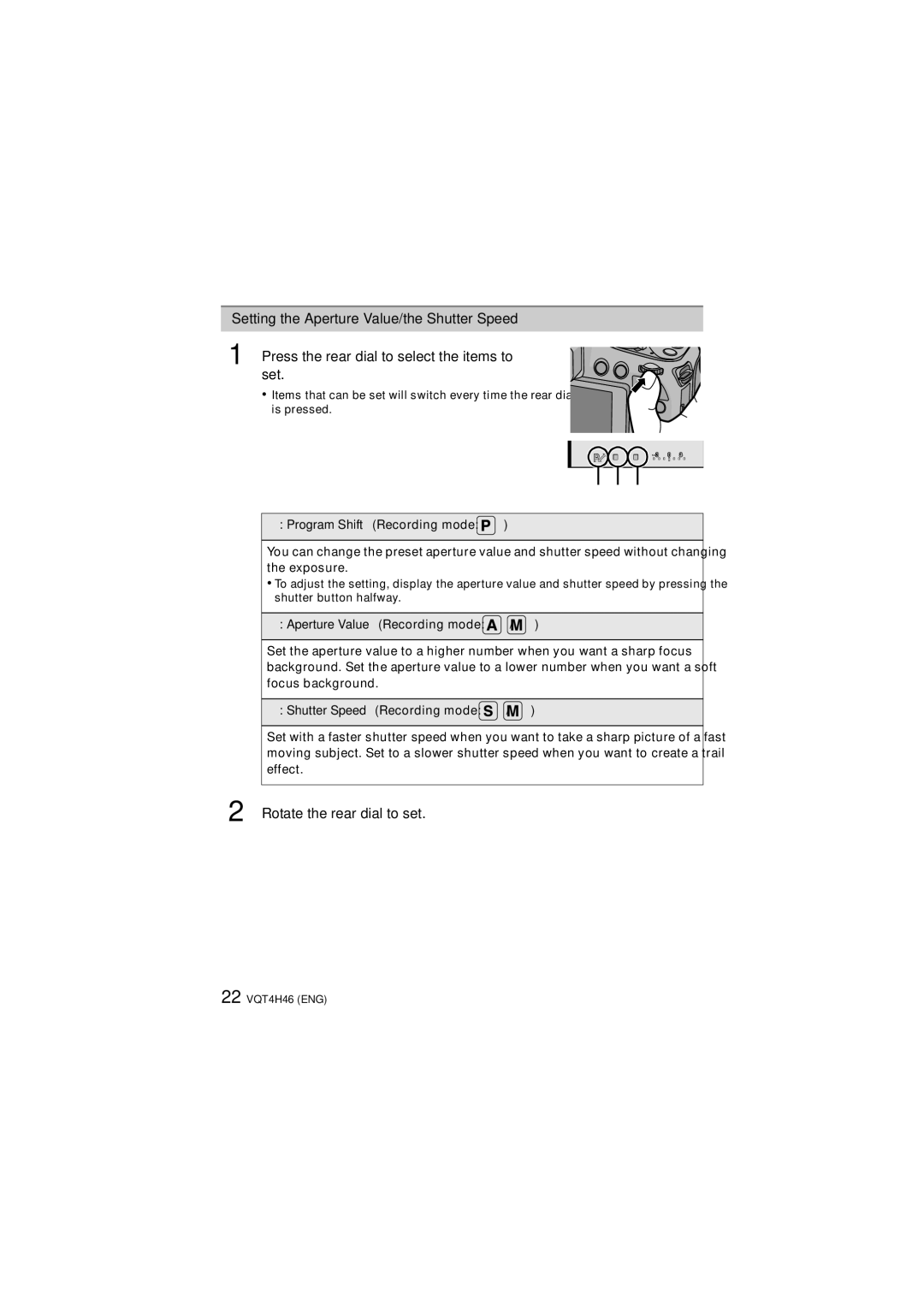 Panasonic DMCFZ200K owner manual Rotate the rear dial to set 