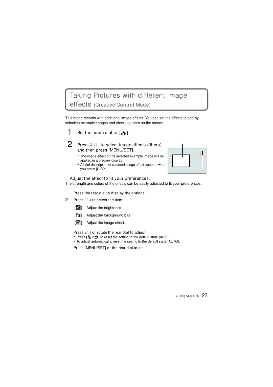 Panasonic DMCFZ200K owner manual Taking Pictures with different image effects, Adjust the effect to fit your preferences 