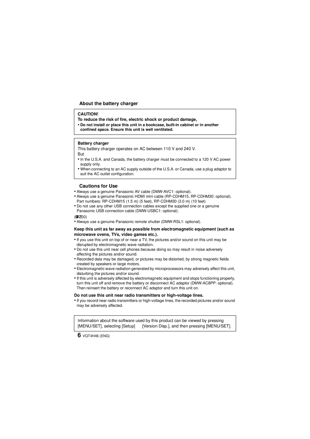 Panasonic DMCFZ200K owner manual About the battery charger 