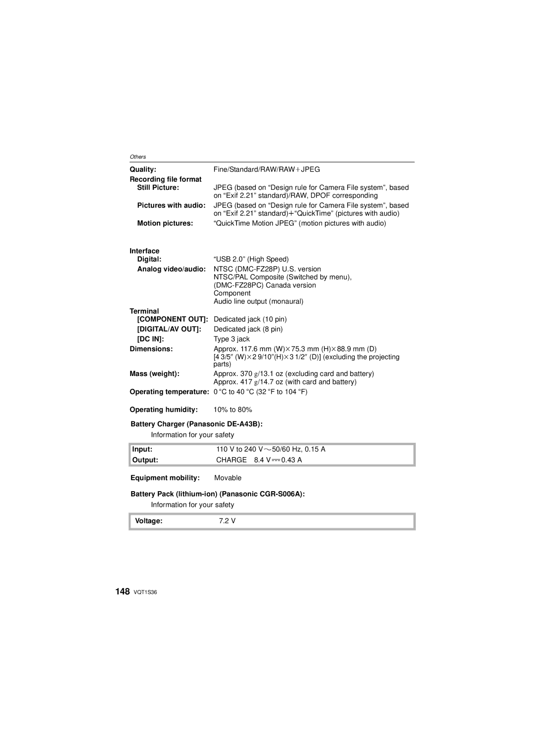 Panasonic DMCFZ28K, DMC FZ 28 operating instructions Component OUT, Digital/Av Out 