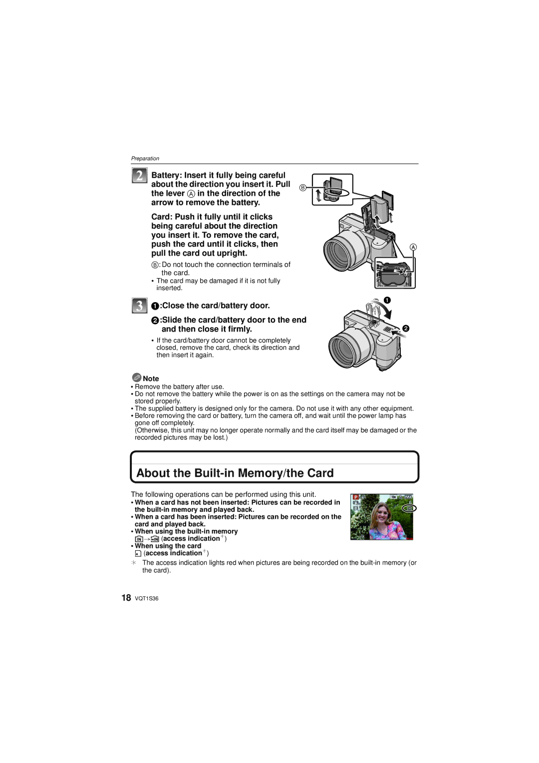 Panasonic DMCFZ28K, DMC FZ 28 About the Built-in Memory/the Card, Do not touch the connection terminals of the card 