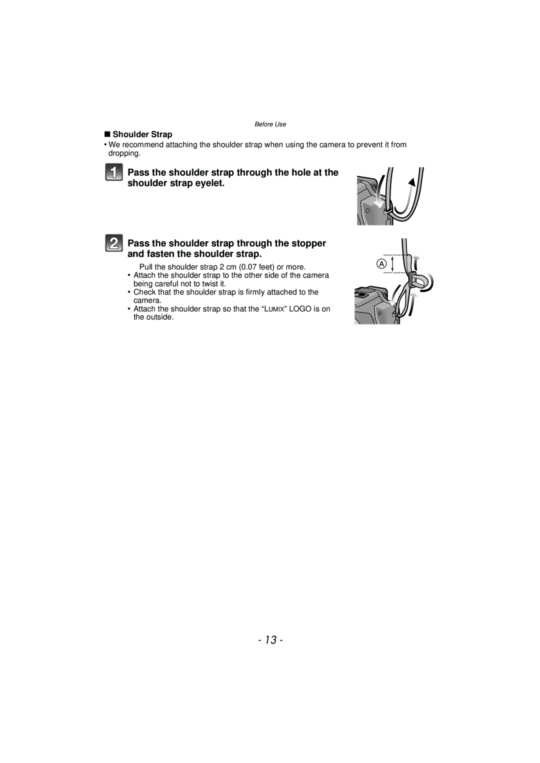 Panasonic VQT2Y96, DMCFZ40K operating instructions Shoulder Strap 