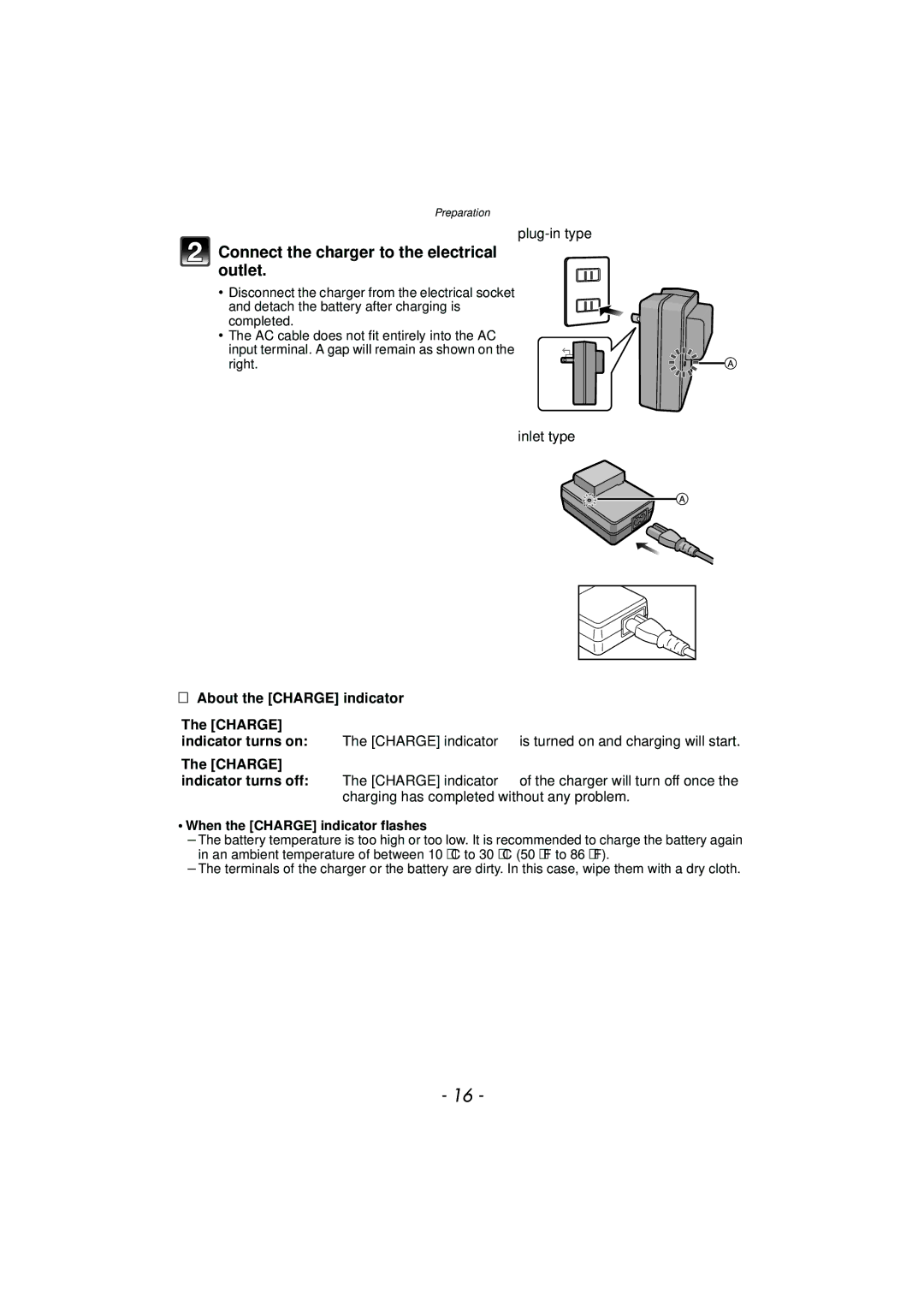 Panasonic DMCFZ40K, VQT2Y96 operating instructions Connect the charger to the electrical outlet, About the Charge indicator 