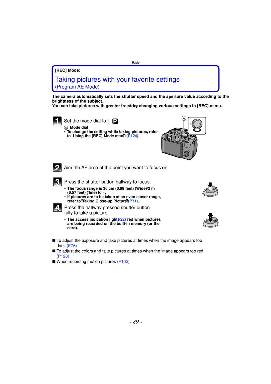 Panasonic VQT2Y96, DMCFZ40K operating instructions Taking pictures with your favorite settings, REC Mode ³ 