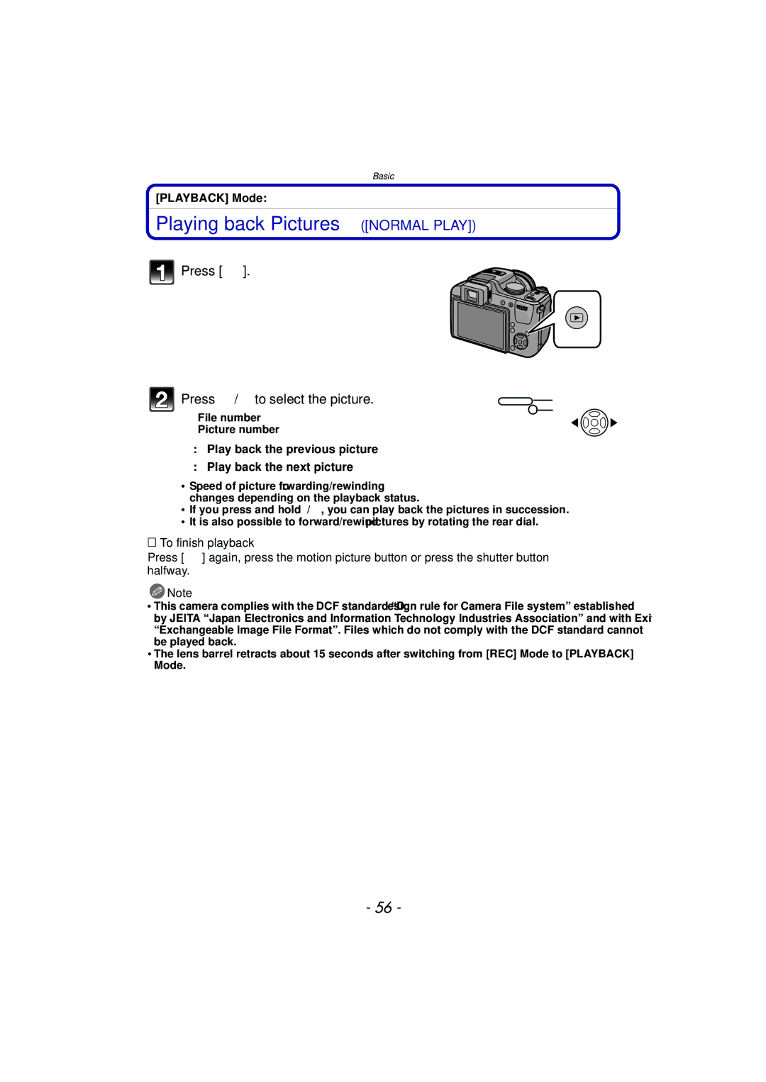 Panasonic DMCFZ40K, VQT2Y96 Playing back Pictures Normal Play, Press Press 2/ 1 to select the picture, Playback Mode ¸ 