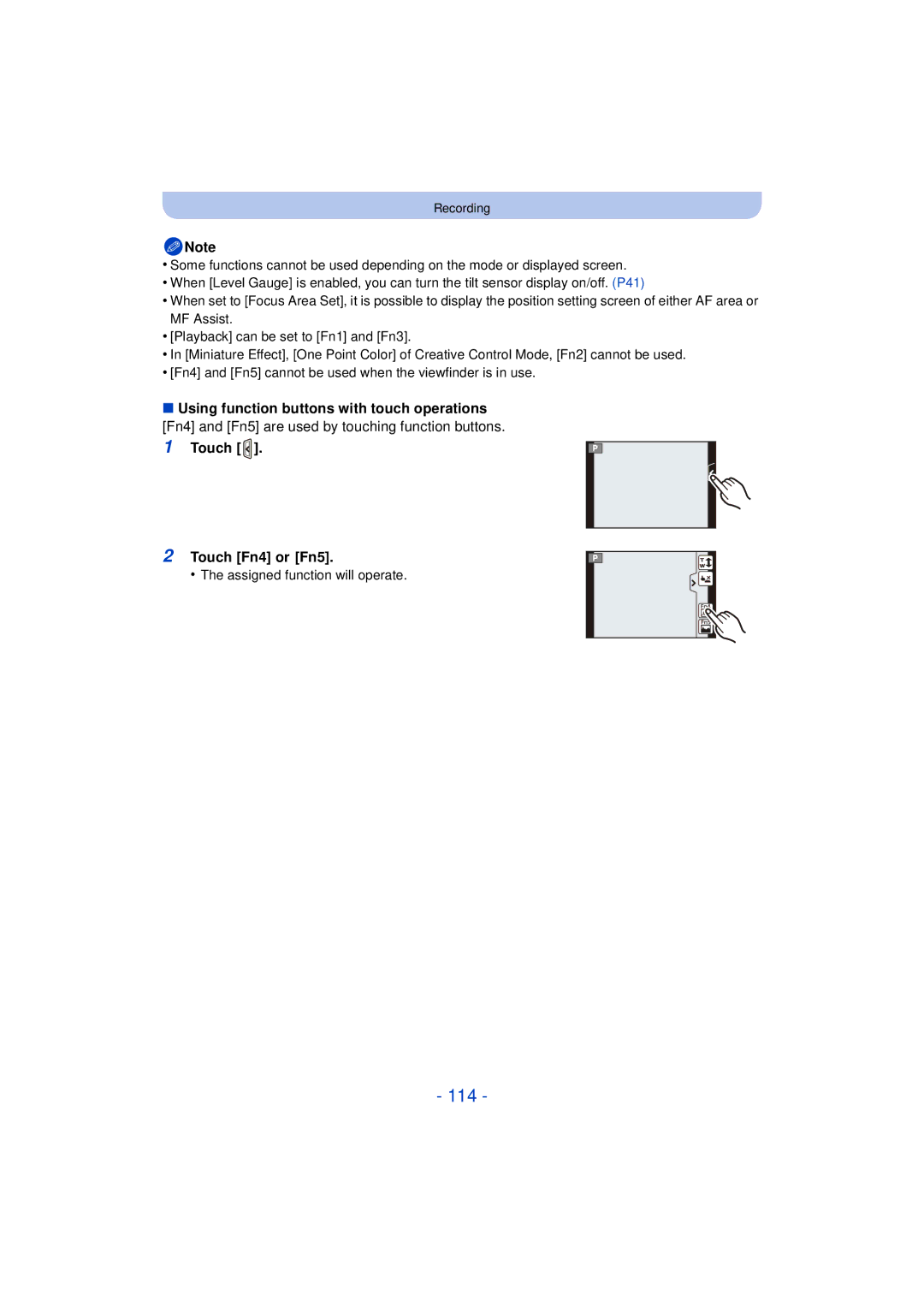 Panasonic DMCG5KK, F0612MC0, VQT4H13 owner manual 114 