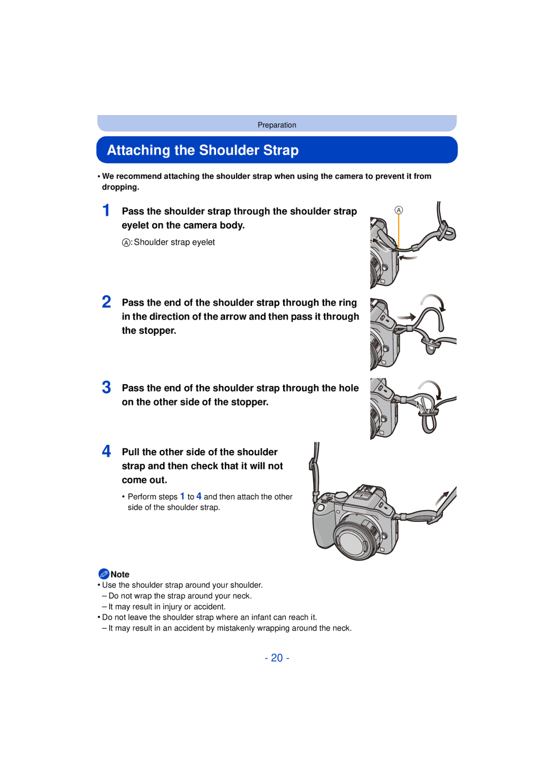 Panasonic VQT4H13, DMCG5KK, F0612MC0 owner manual Attaching the Shoulder Strap, Shoulder strap eyelet 