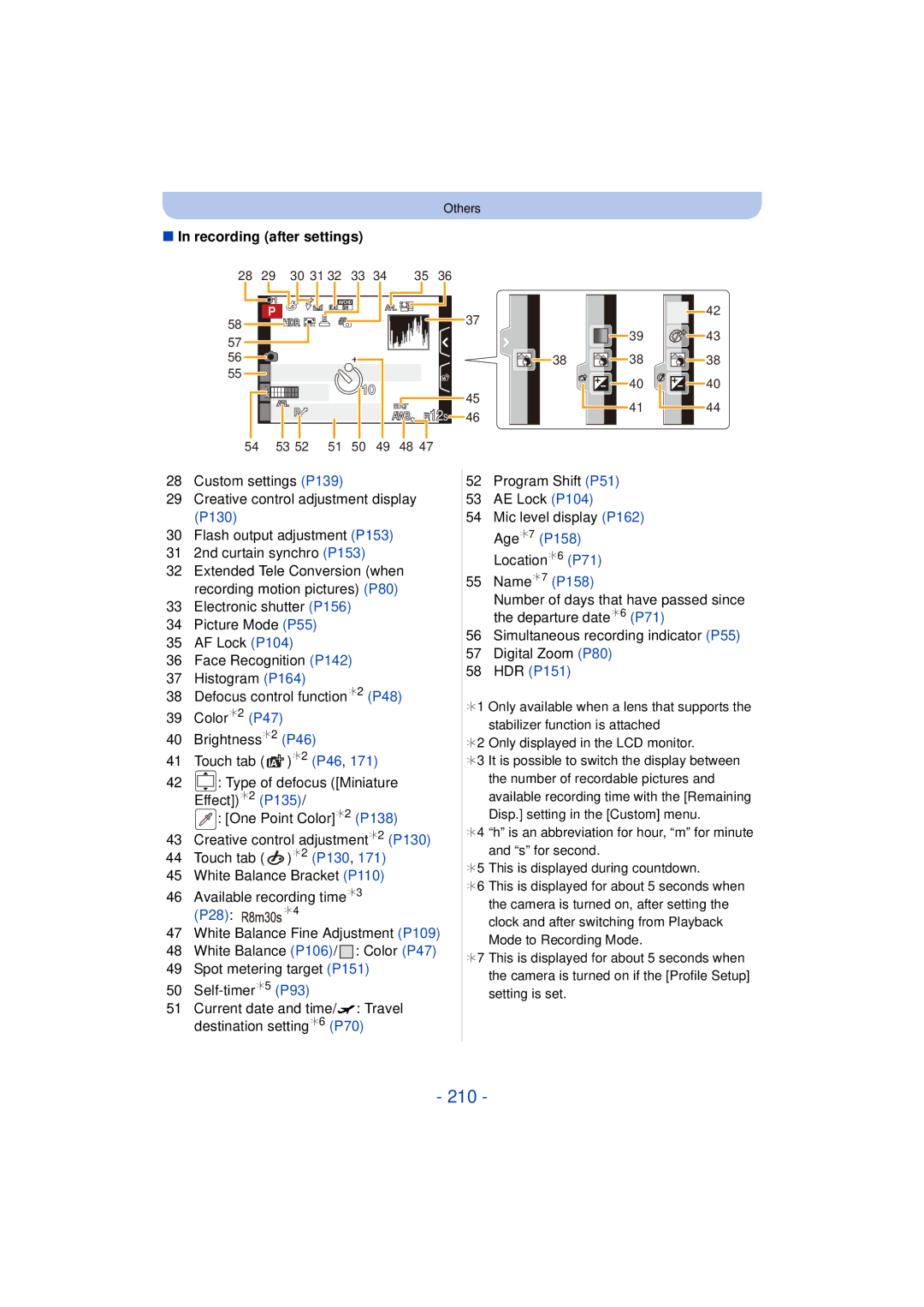 Panasonic DMCG5KK, F0612MC0, VQT4H13 owner manual 210, Recording after settings 