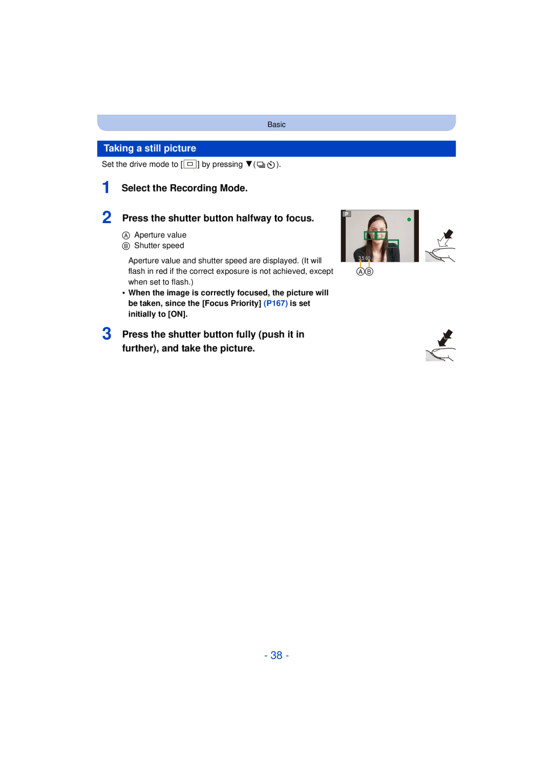 Panasonic VQT4H13, DMCG5KK, F0612MC0 owner manual Taking a still picture 