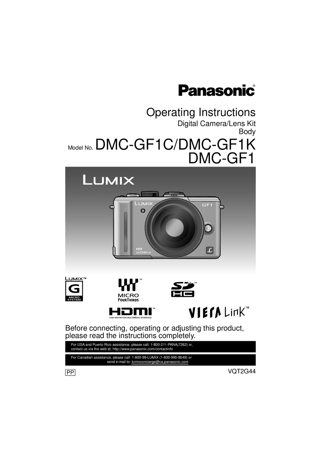 Panasonic DMCGF1KK, DMCGF1CK, DMC-GF1C operating instructions 