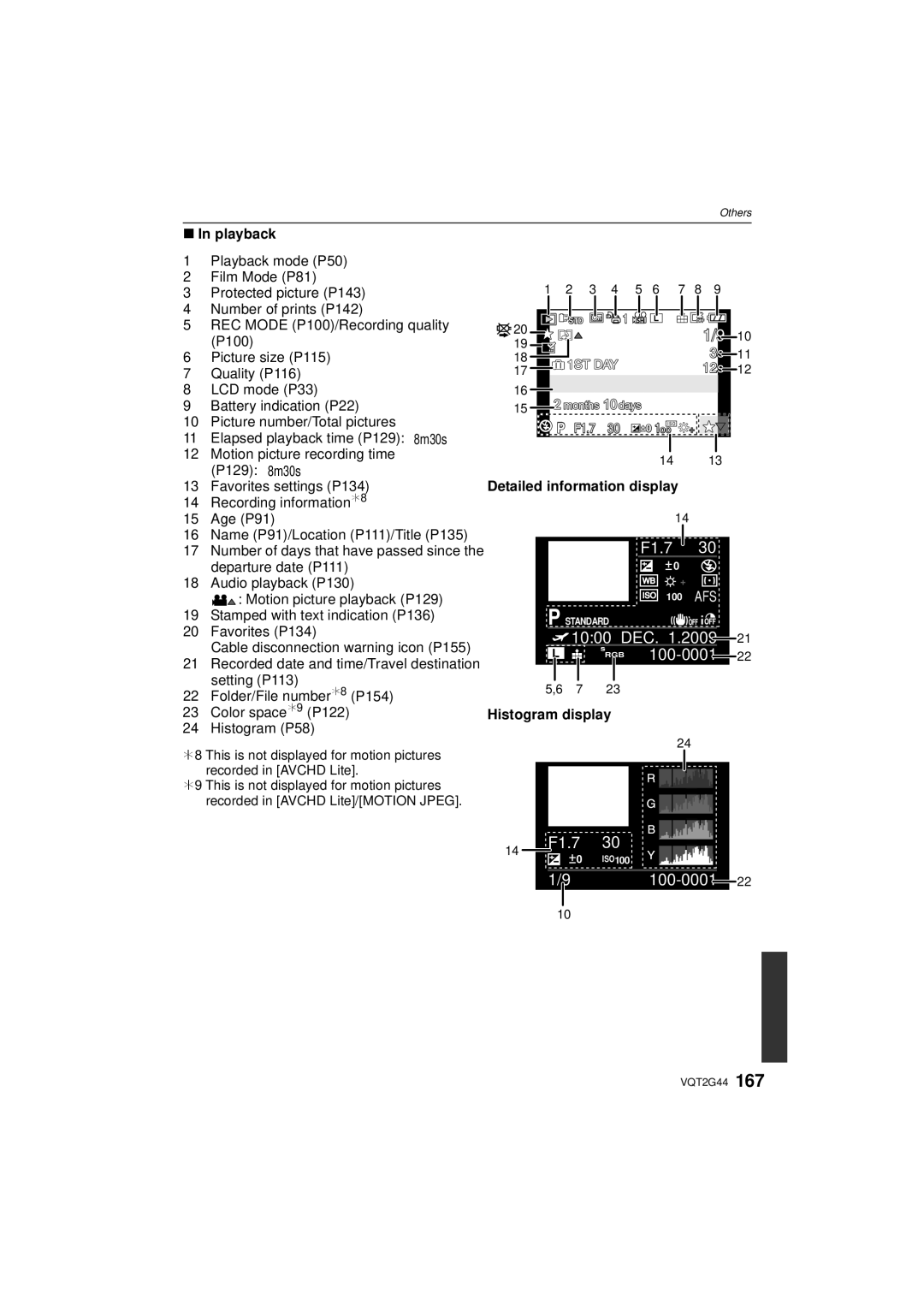 Panasonic DMC-GF1C, DMCGF1CK, DMCGF1KK operating instructions Playback, Detailed information display, Histogram display 