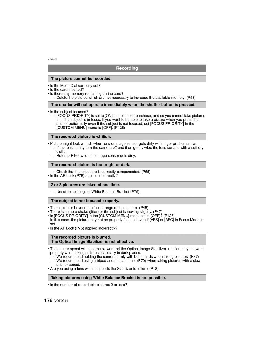 Panasonic DMC-GF1C, DMCGF1CK, DMCGF1KK operating instructions Recording 