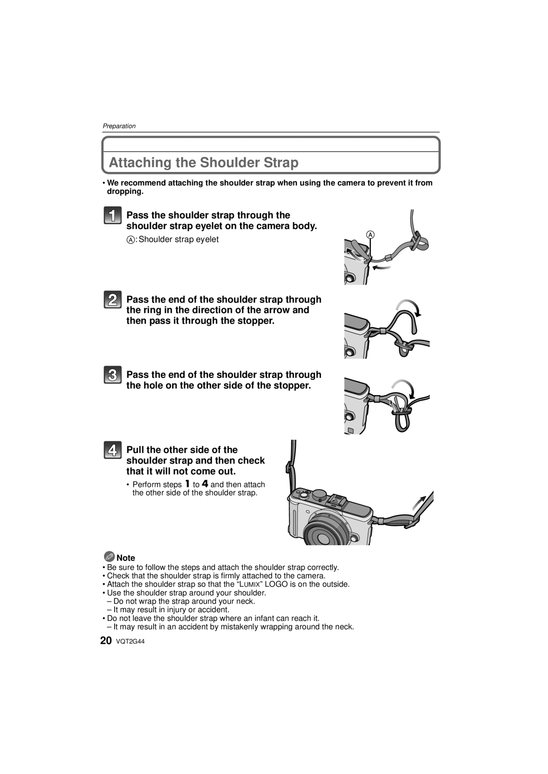 Panasonic DMC-GF1C, DMCGF1CK, DMCGF1KK operating instructions Attaching the Shoulder Strap, Shoulder strap eyelet 