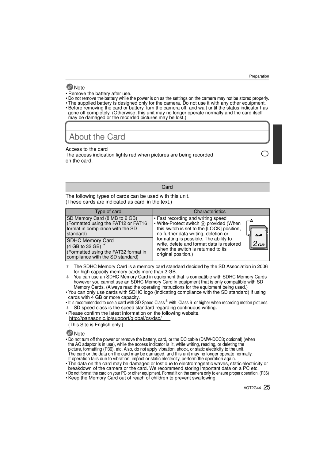 Panasonic DMCGF1KK, DMCGF1CK, DMC-GF1C operating instructions About the Card, Access to the card, Sdhc Memory Card 