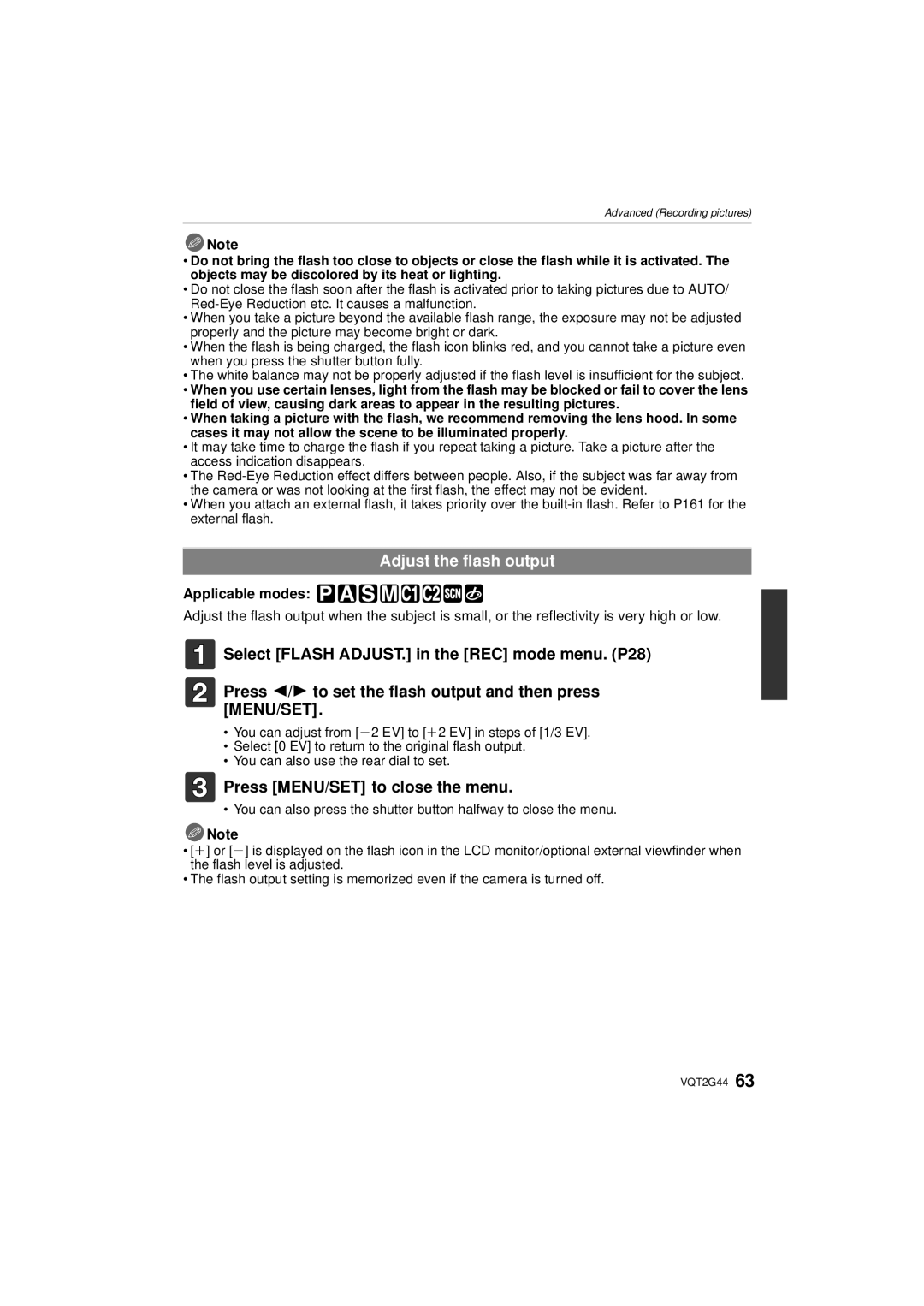 Panasonic DMCGF1CK, DMCGF1KK, DMC-GF1C operating instructions Adjust the flash output, Applicable modes 