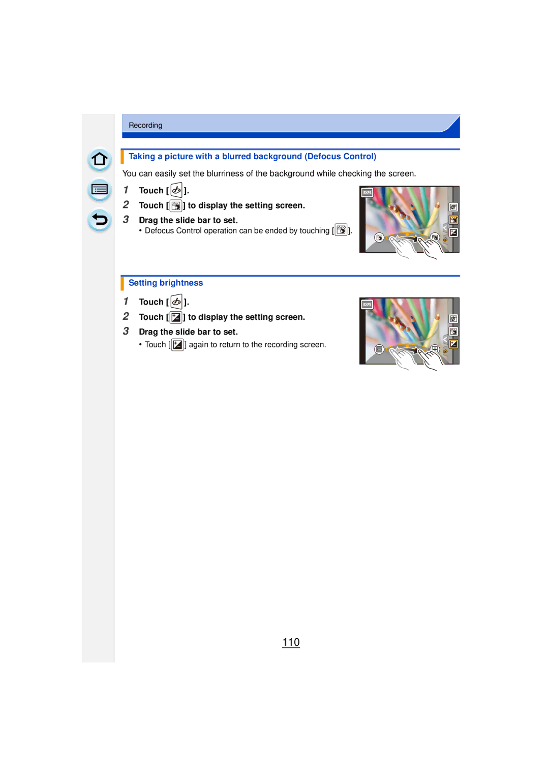 Panasonic DMCGF6KK owner manual 110, Taking a picture with a blurred background Defocus Control 