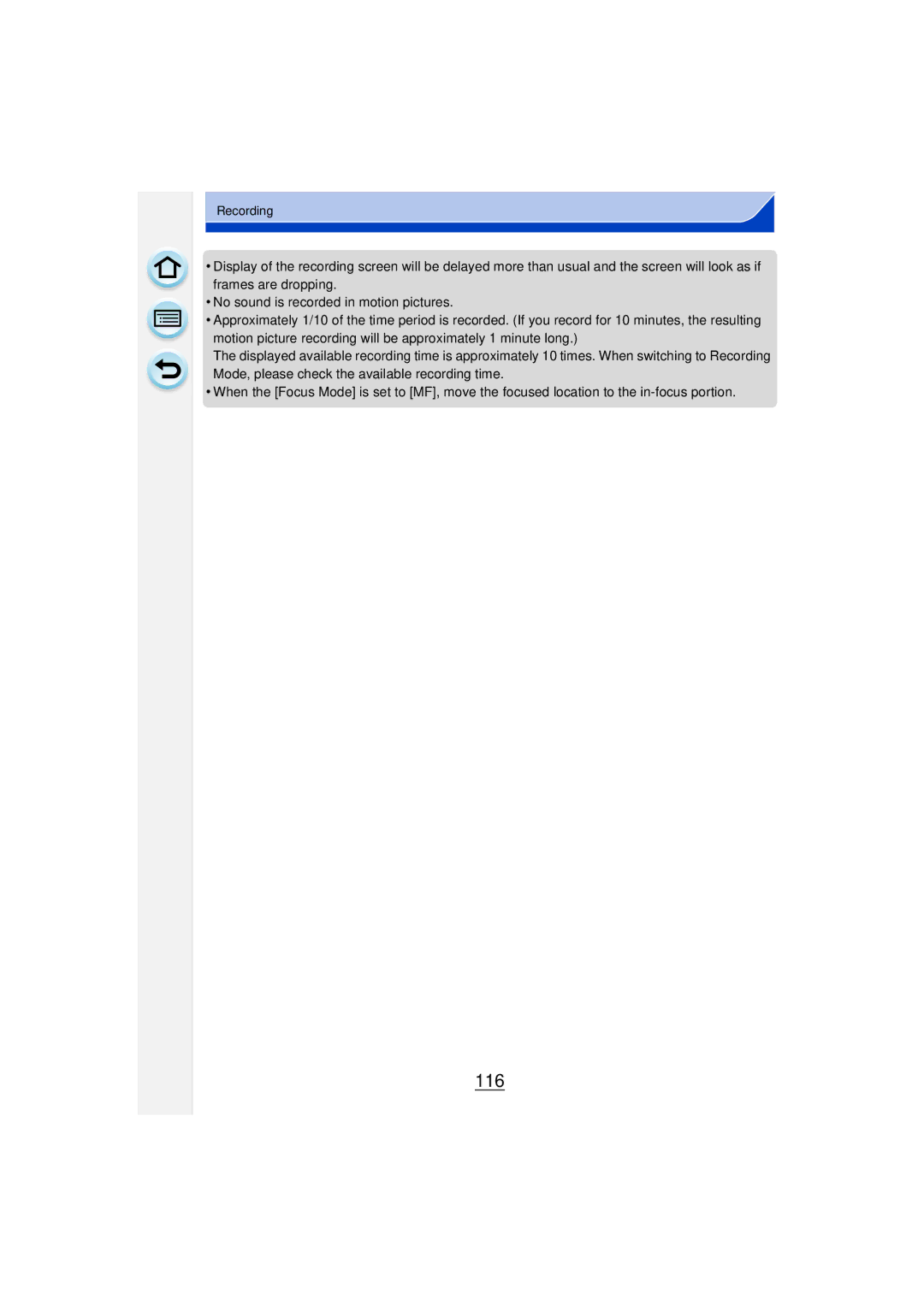 Panasonic DMCGF6KK owner manual 116 