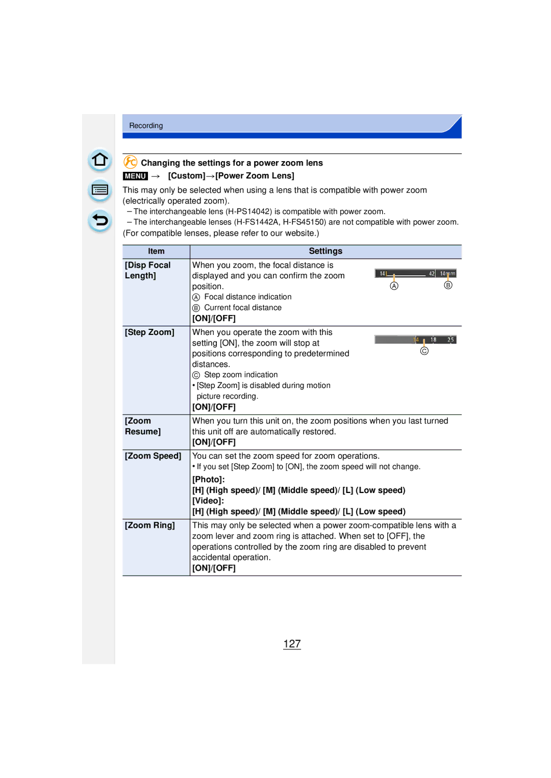 Panasonic DMCGF6KK owner manual 127 