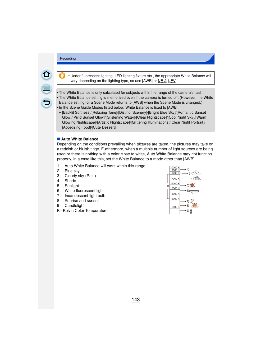 Panasonic DMCGF6KK owner manual 143, Auto White Balance 