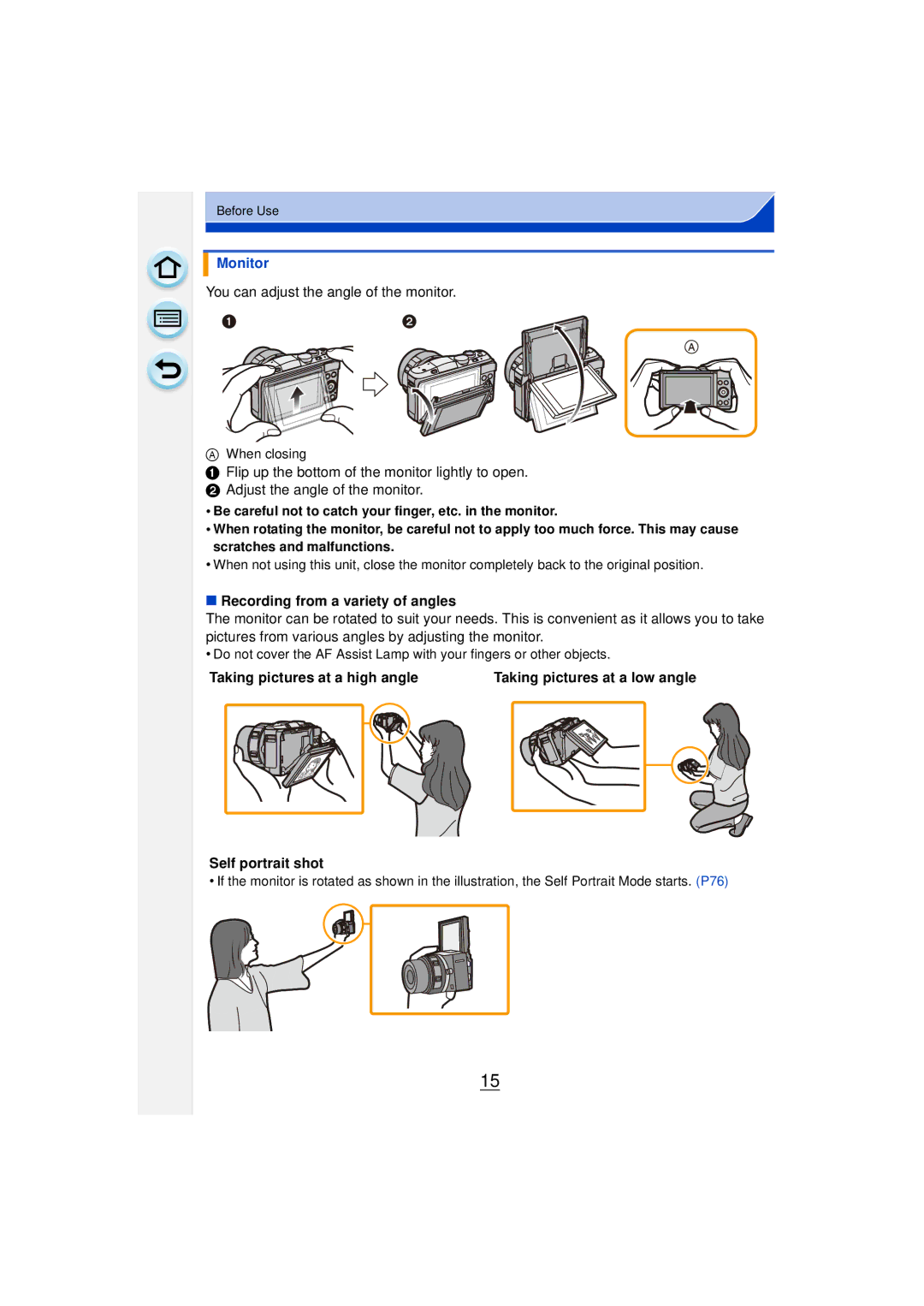 Panasonic DMCGF6KK owner manual Monitor, You can adjust the angle of the monitor, Recording from a variety of angles 